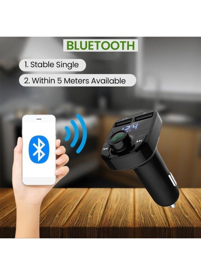 FM Transmitter, Bluetooth Wireless Radio Adapter Car Kit with 2 USB Ports Car Charger MP3 Player Support TF Card & Disk - Image 4